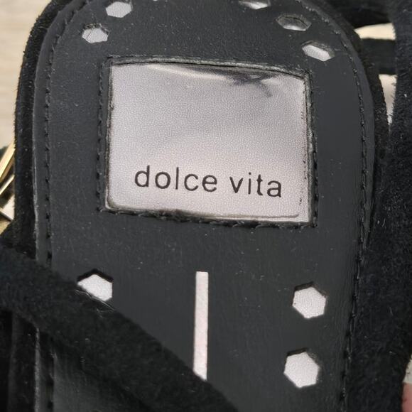 Dolce‎ Vita Strappy Sandal High Heel Pumps Black Suede Leather 8.5 Whimsygoth - Picture 3 of 5